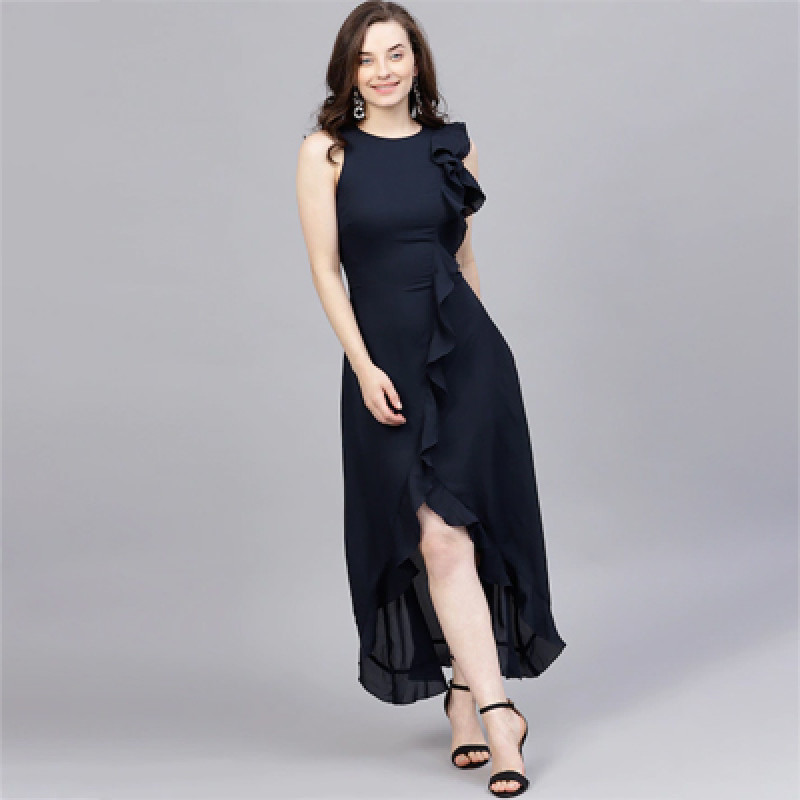 Black Ruffled Maxi Dress