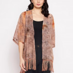 Women Brown Printed Shrug