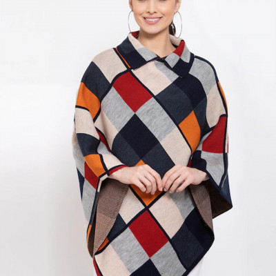 Women Beige & Grey Checked Shrug