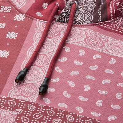 Men Red & Pink Printed Pure Cotton Hooded Sweatshirt