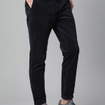 Men Navy Blue Mid Rise Trousers