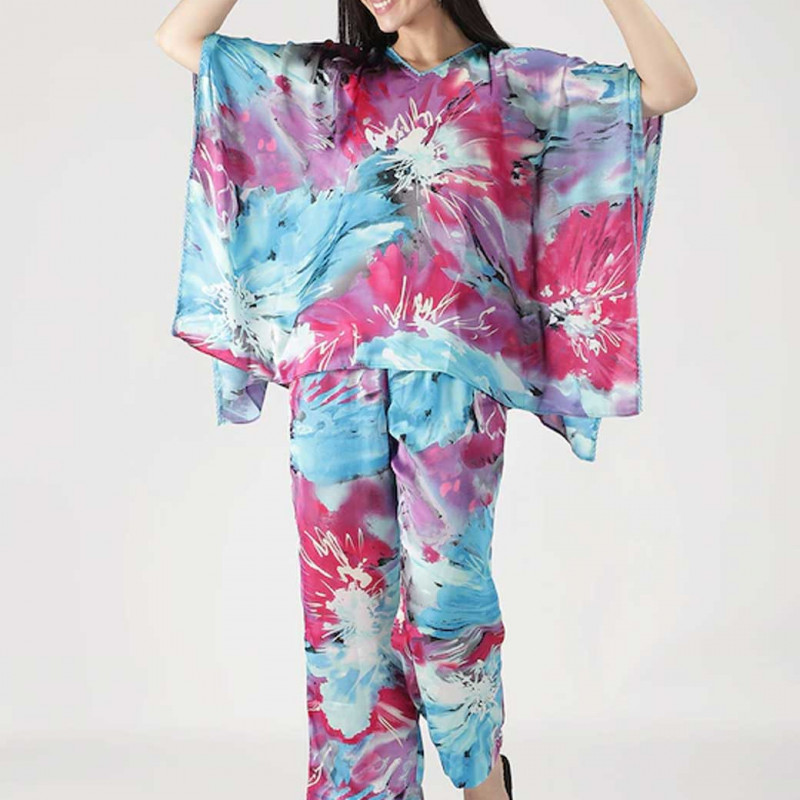 Women Blue & Pink Printed Night suit