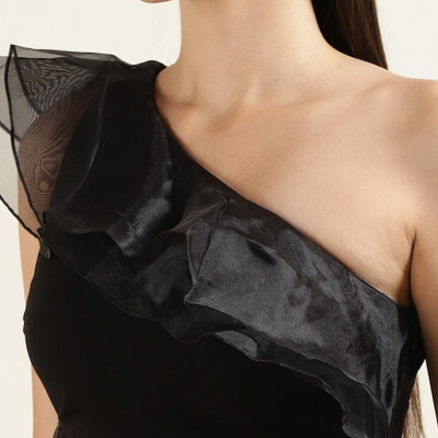 Black One Shoulder Maxi Dress