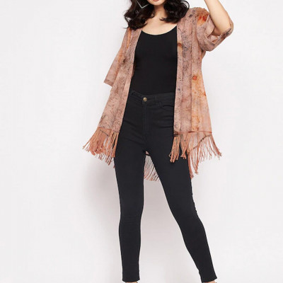 Women Brown Printed Shrug