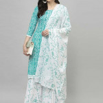 Blue and white Dress Material